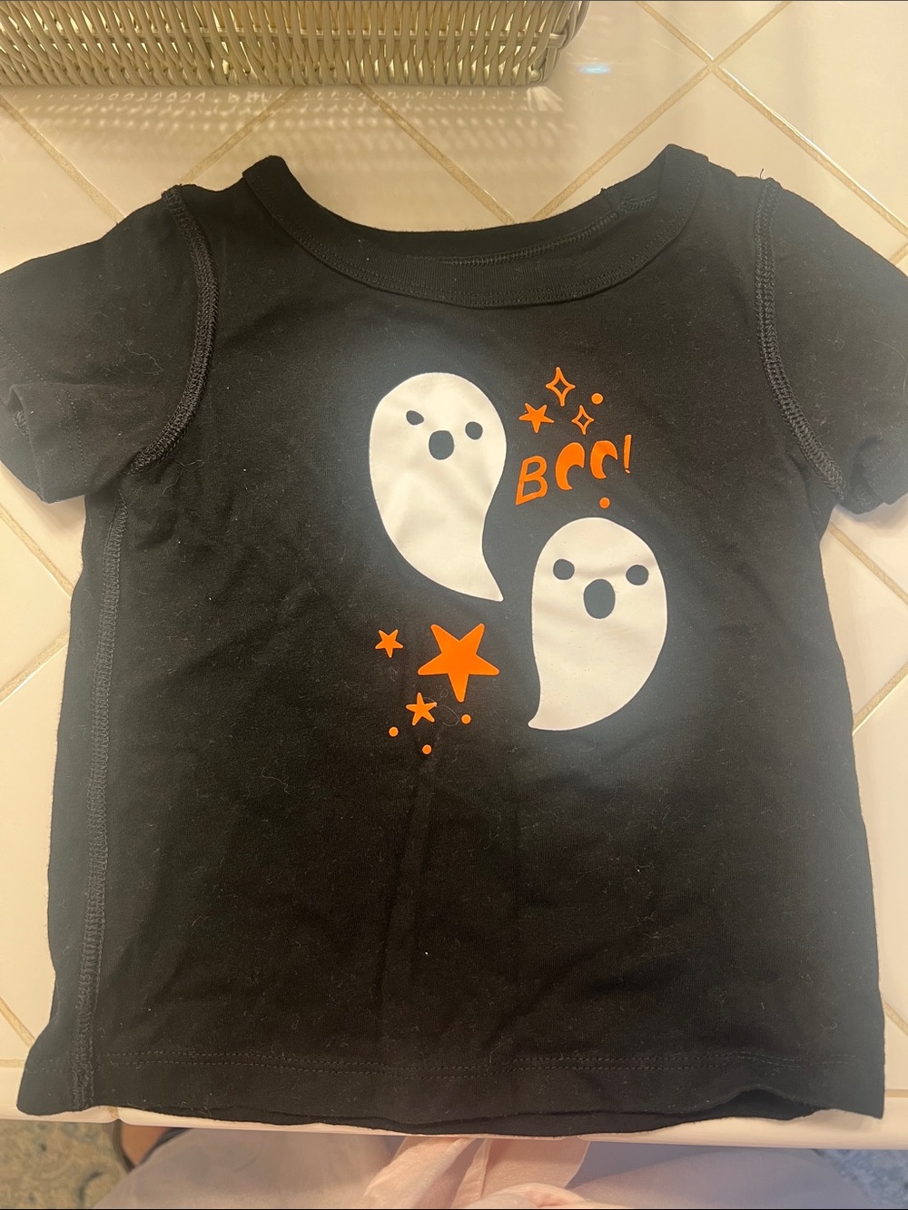 Cat and Jack Kids Black Halloween Ghost Graphic Tee